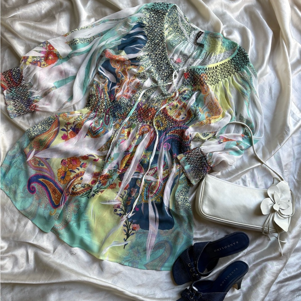 Y2K Ed Hardy Inspired Boho Top